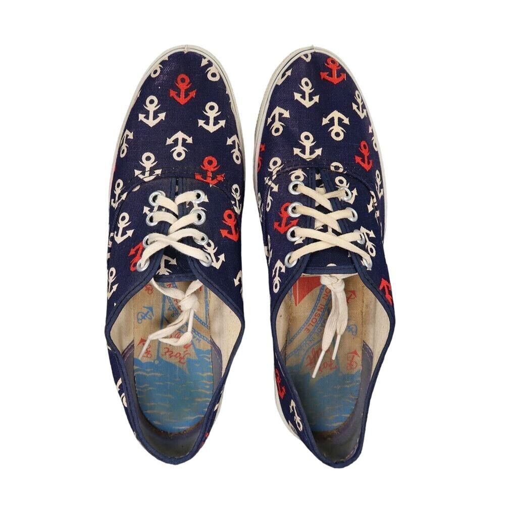 Fore N Aft Shoes Womens 8.5 Sneakers Casual Anchor Preppy Nautical Canvas Blue View 6